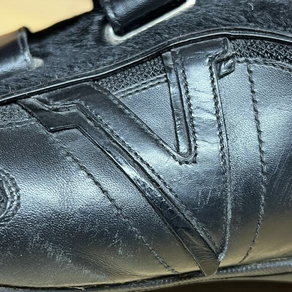 Valentino Garavani Dual Strap Fur Shoes Men Size 9 US, 42 EU Black Leather Italy main image 14